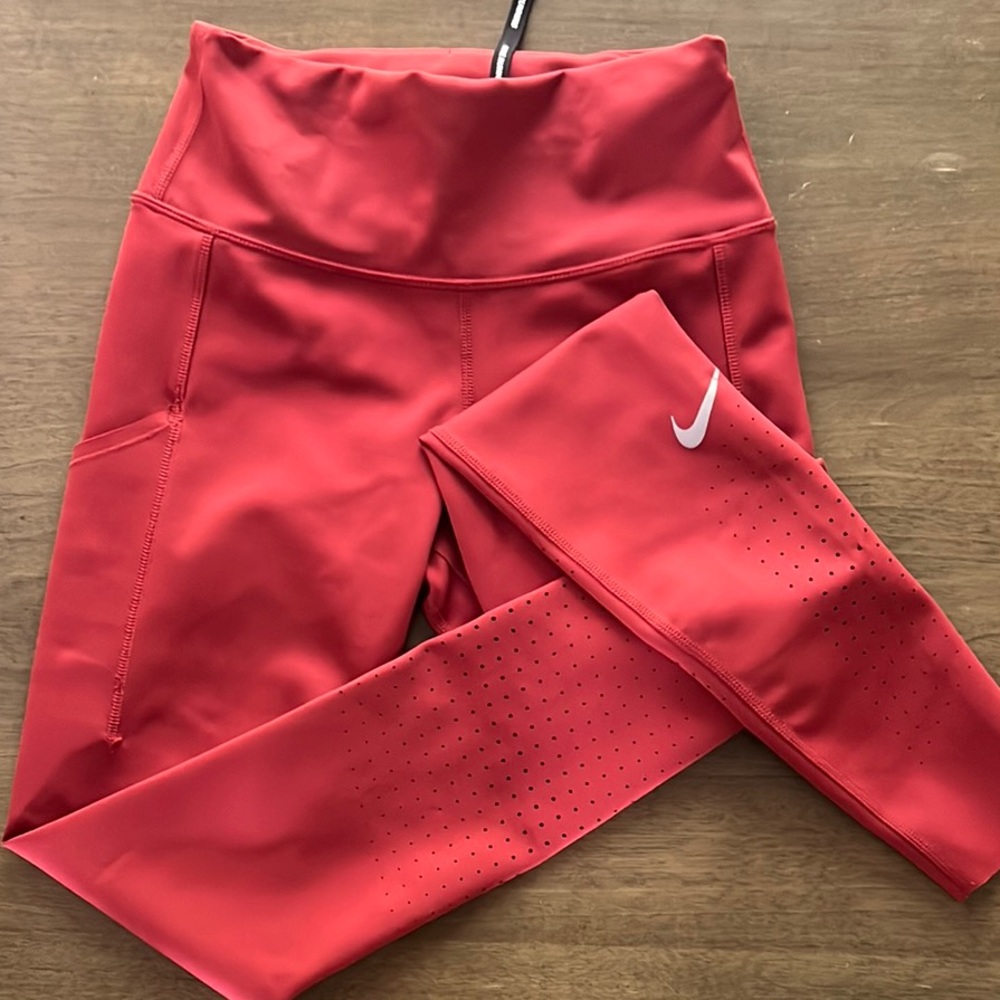 Nike Burnt Red Orange Dri-FIT Small Skinny Work-out Leggings Tight fit Small